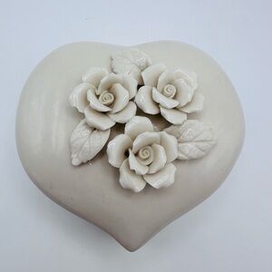Heart-Shaped Ceramic Box with Floral Design by Davco Silver Ltd.